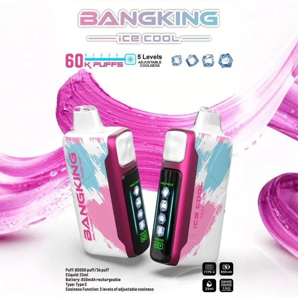 一次性電子煙｜Bang King Ice Cool 60000 - 桃子冰口味