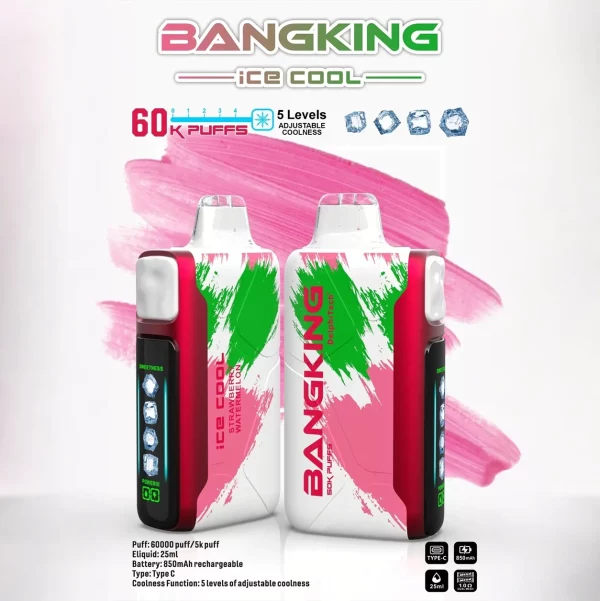 一次性電子煙｜Bang King Ice Cool 60000 - 草莓西瓜口味