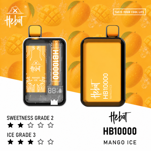 一次性電子煙｜HEBAT 喜貝 10000口 - 芒果冰口味